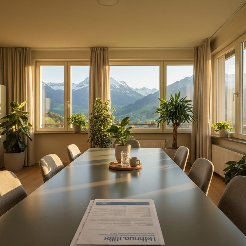 Schweizer Familie vergleicht Krankenkassenprämien am Laptop